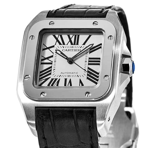 cartier leather watch mens|cartier watch price dark leather.